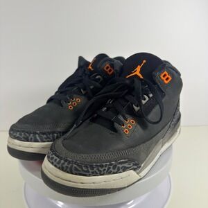 Nike Air Jordan 3 Retro Black Orange Elephant Print Youth Size 6Y Shoes